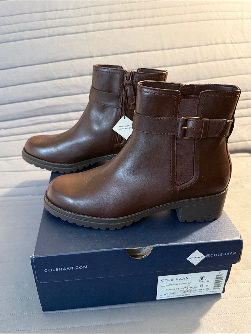 Cole Haan Dark Brown Leather Ankle Booties with Buckle